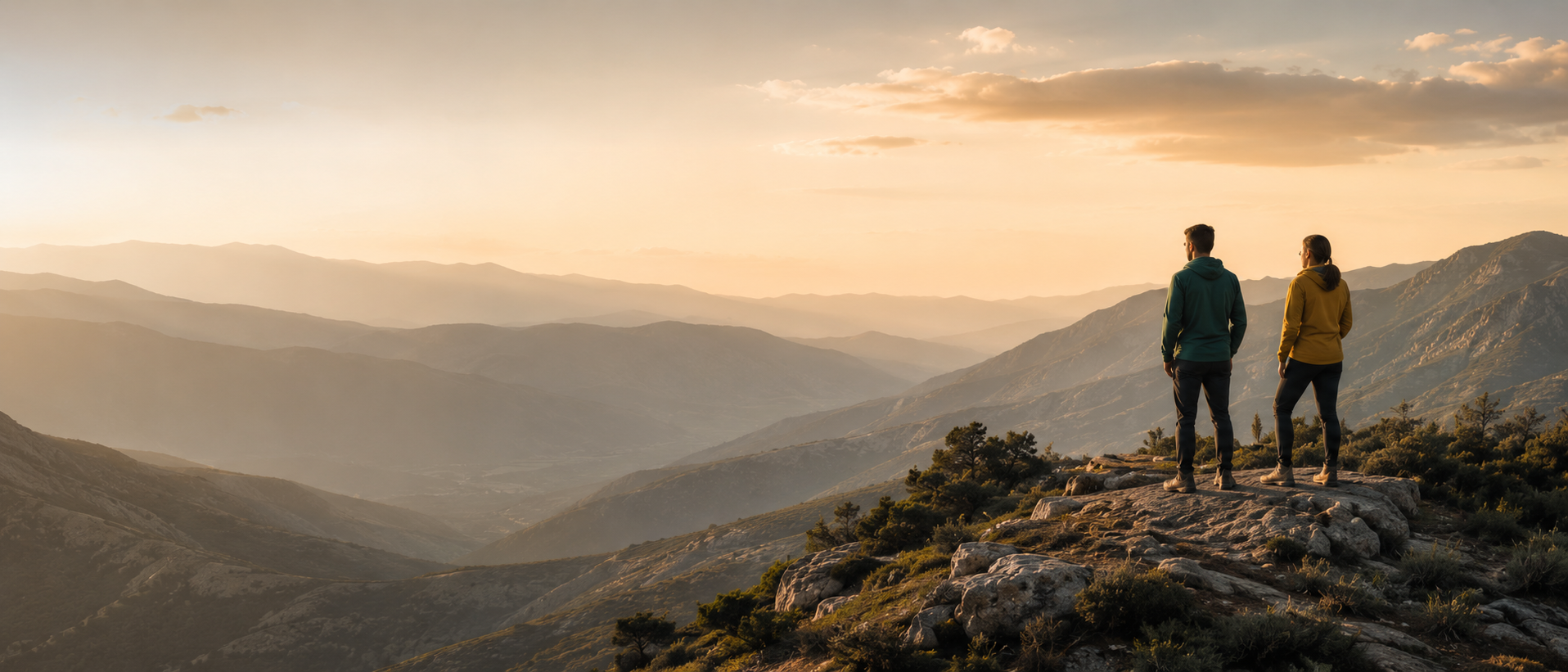 Warm landscape showing people looking over a wide view